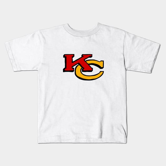 Kansas City Chiefs Hand Drawen Logo Kids T-Shirt by HamzaNabil